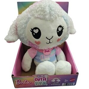 Barbie Cutie Reveal Lamb Plush Toy - Soft Pastel Rainbow Colors with‎ Heart Eyes